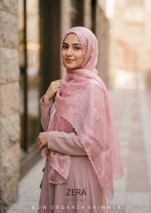 ZERA Premium Bow Embroidered Organza Shimmer Hijab / Dupatta (2m x 70cm)